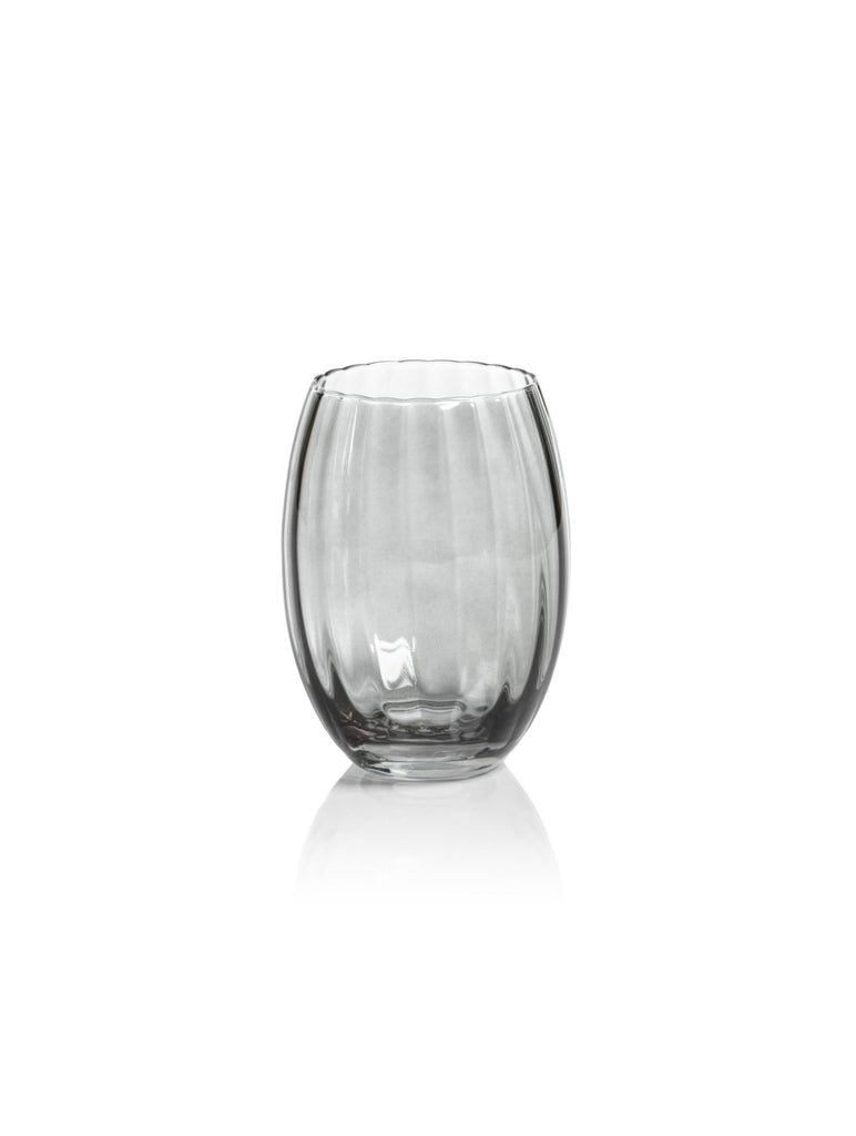 Zodax Smoke Malden Optic Stemless All-Purpose Glasses, Set of 4