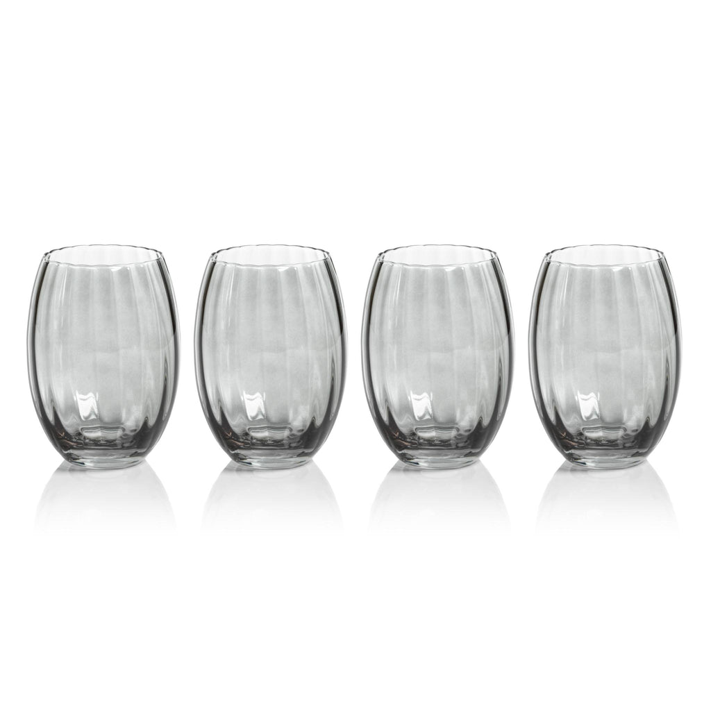 Zodax Smoke Malden Optic Stemless All-Purpose Glasses, Set of 4