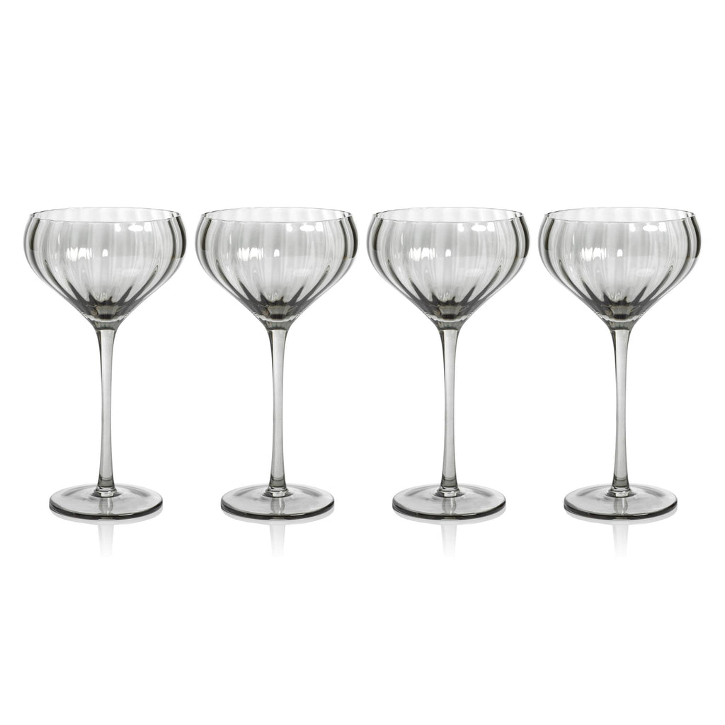 Zodax Smoke Malden Optic Cocktail Glasses, Set of 4