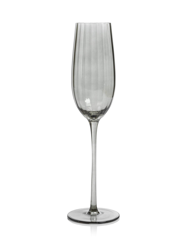 Zodax Smoke Malden Optic Champagne Flutes, Set of 4