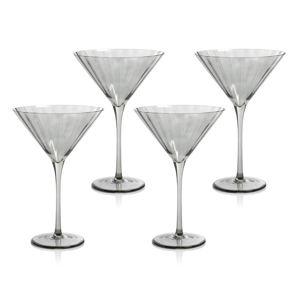 Zodax Smoke Malden Optic Martini Glasses, Set of 4