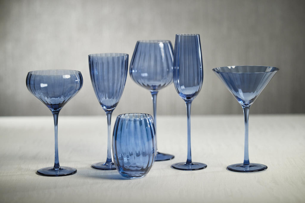 Zodax Blue Azure Malden Optic White Wine Glasses, Set of 4