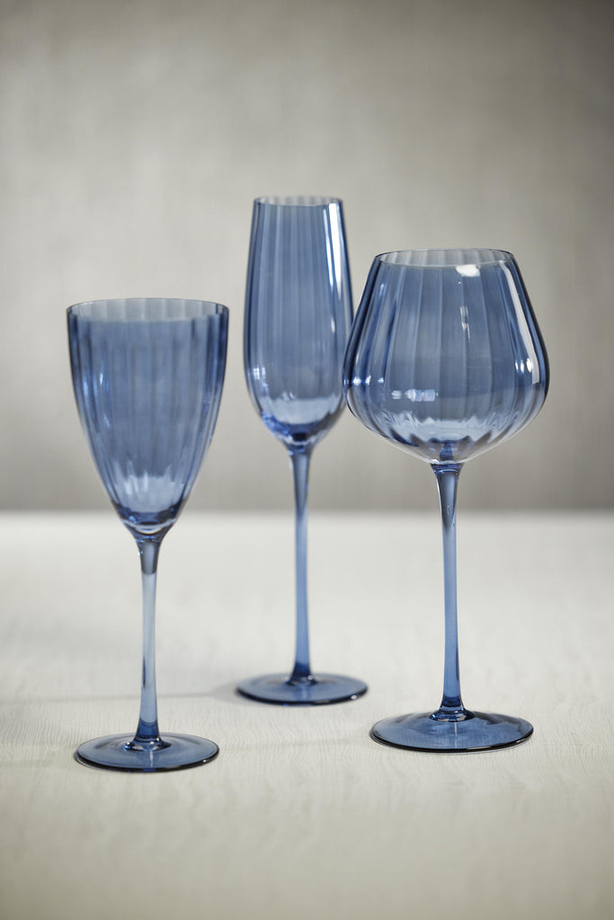 Zodax Blue Azure Malden Optic White Wine Glasses, Set of 4