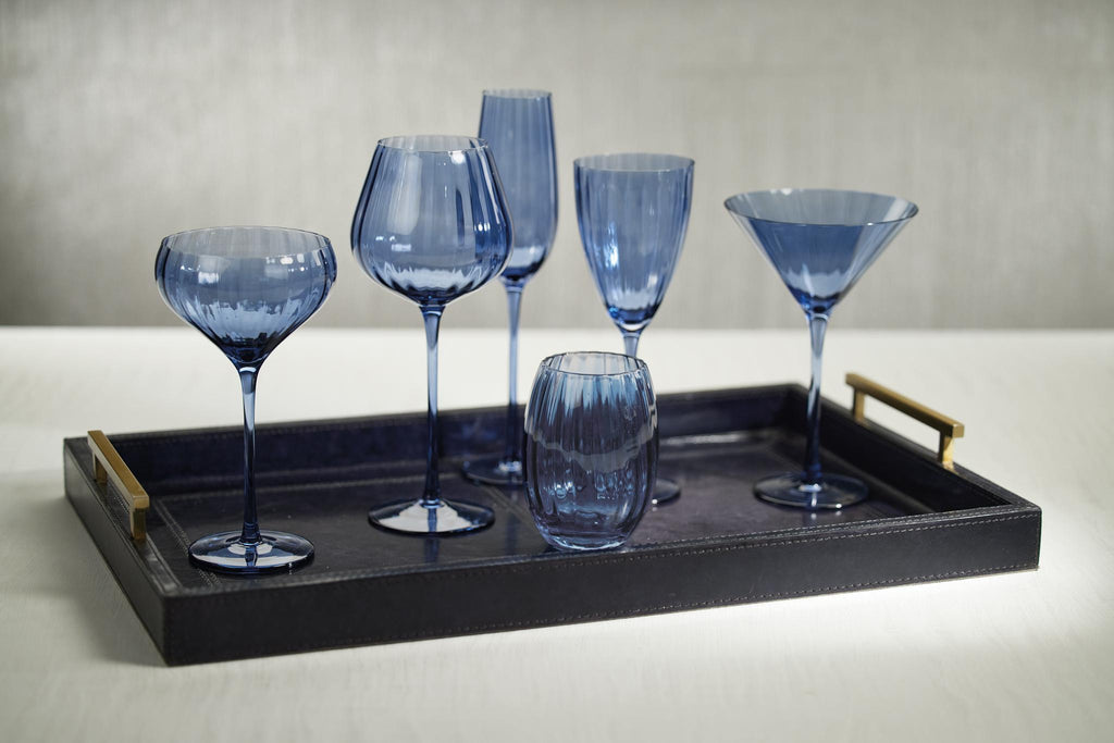 Zodax Blue Azure Malden Optic White Wine Glasses, Set of 4