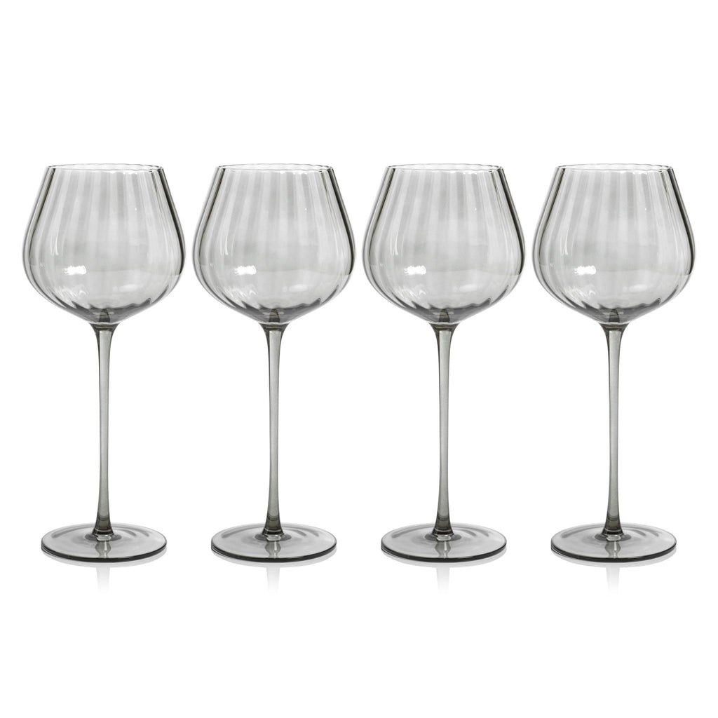 Zodax Smoke Malden Optic Red Wine Glasses, Set of 4