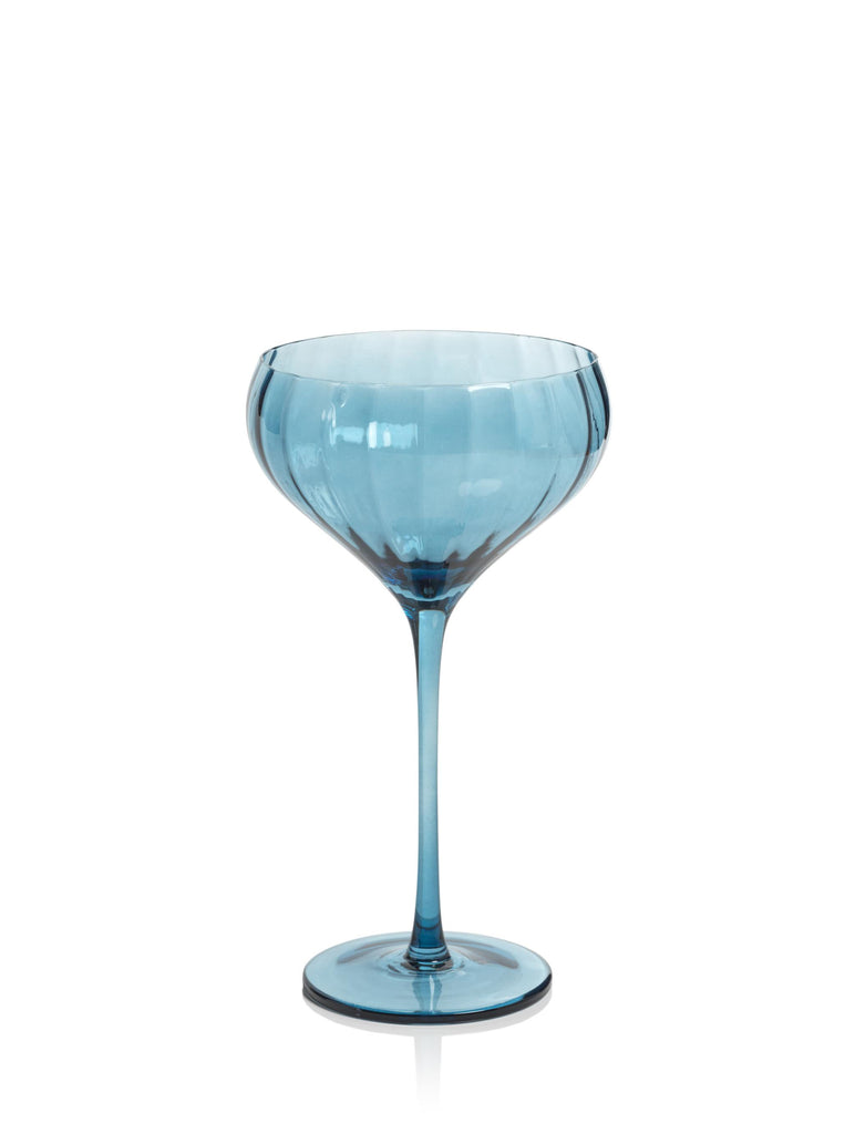 Zodax Blue Azure Malden Optic Cocktail Glasses, Set of 4