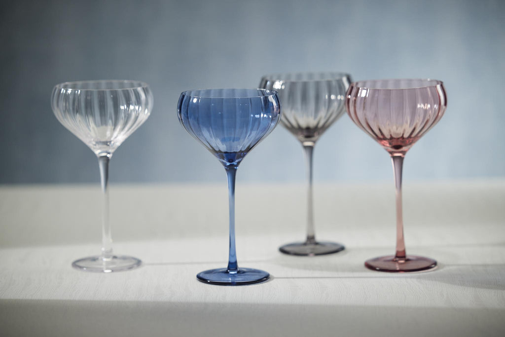 Zodax Blue Azure Malden Optic Cocktail Glasses, Set of 4