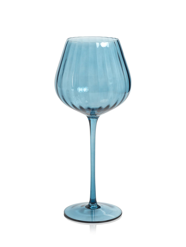 Zodax Blue Azure Malden Optic Red Wine Glasses, Set of 4