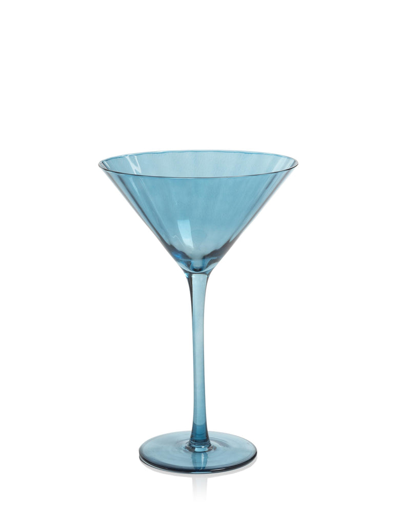 Zodax Blue Azure Malden Optic Martini Glasses, Set of 4