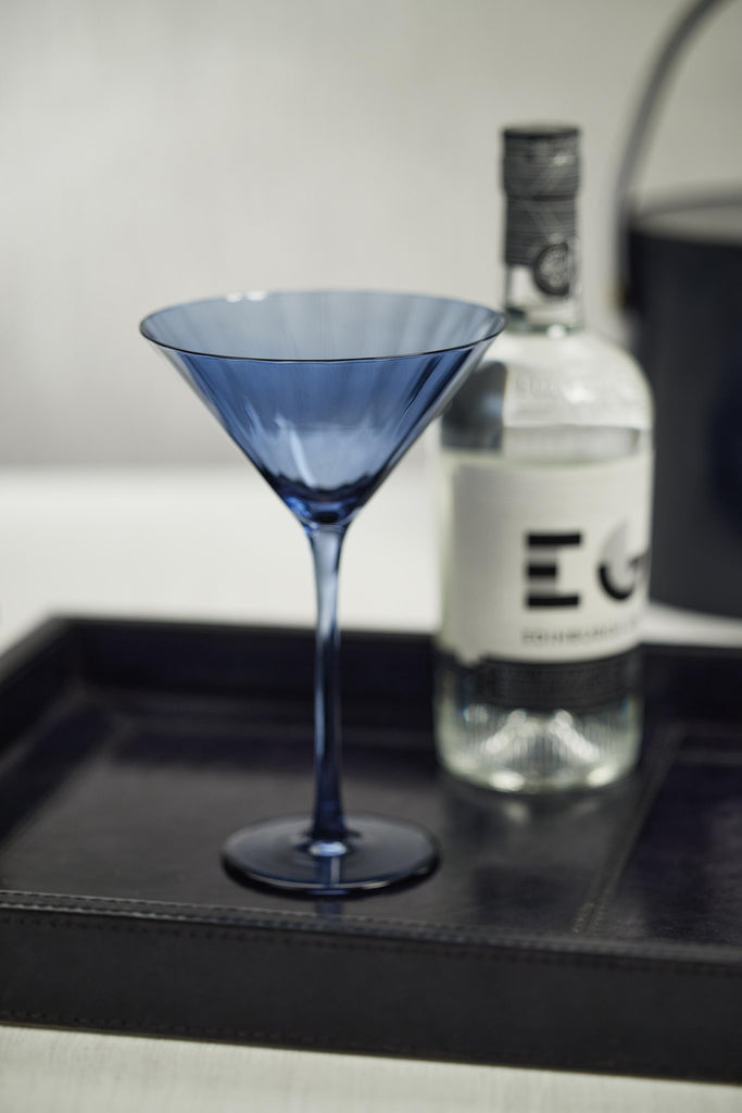 Zodax Blue Azure Malden Optic Martini Glasses, Set of 4