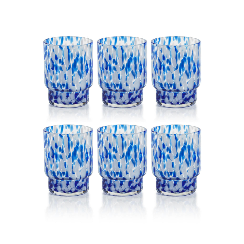 Zodax Blue Andria Tortoise Tumbler Glasses, Set of 6