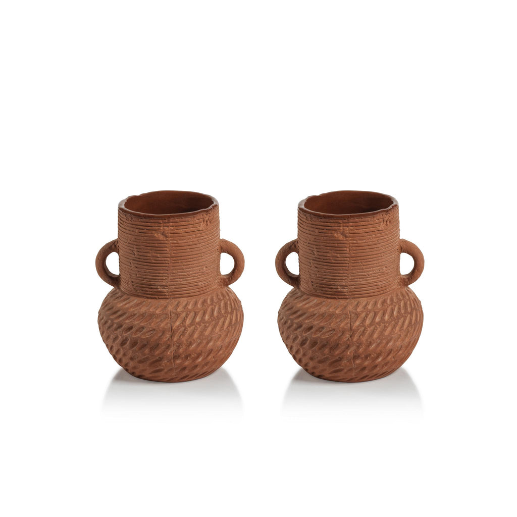 Zodax 4.25" x 5" Hydria Aprillia Terracotta Vases, Set of 2