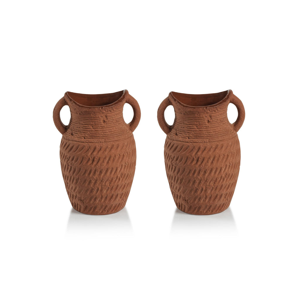 Zodax 4" x 6" Amphora Aprillia Terracotta Vases, Set of 2