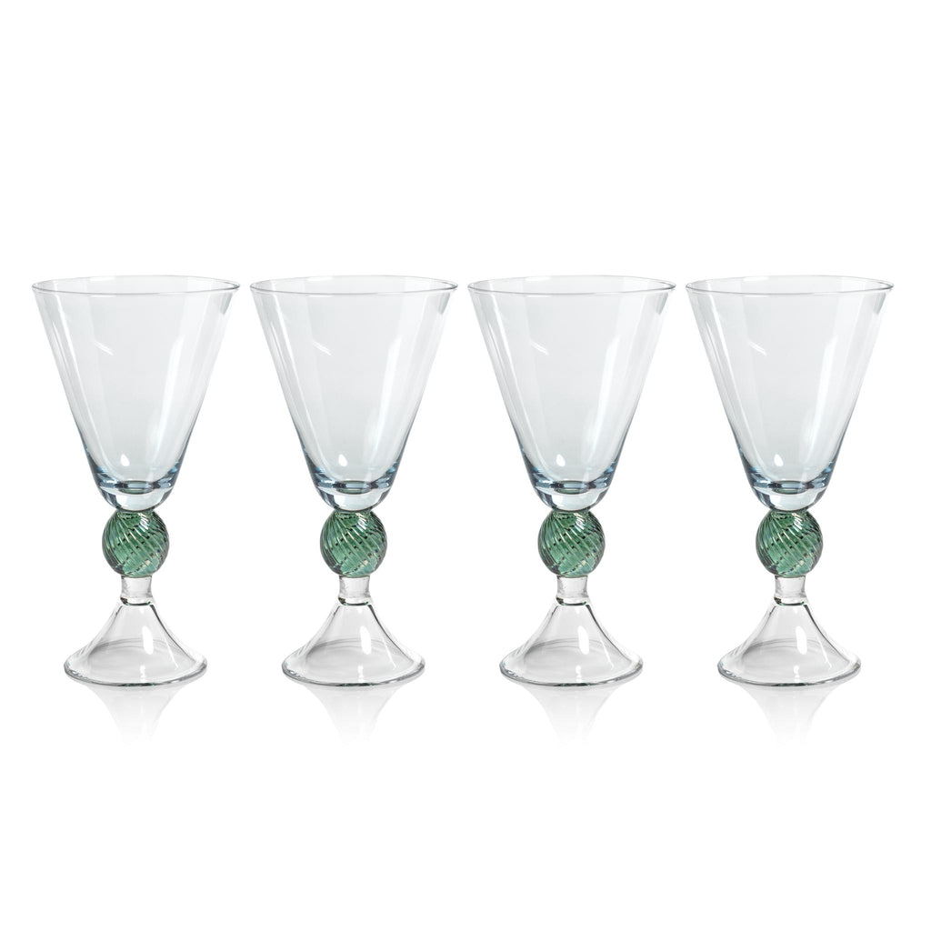 Zodax Blue Colmar Vintage Stemmed Glasses, Set of 4