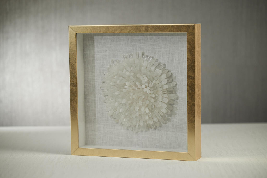 Zodax White Firnley Gold Framed Crystal Flower Wall Dcor