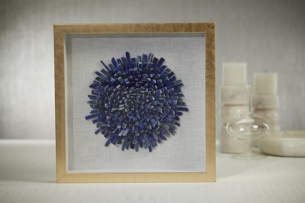 Zodax Blue Firnley Gold Framed Crystal Flower Wall Dcor