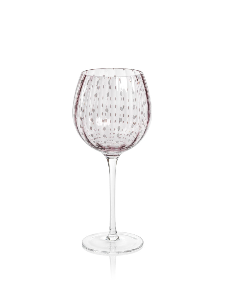 Zodax Purple Pescara White Dot Wine Glasses, Set of 4