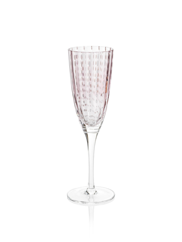 Zodax Purple Pescara White Dot Champagne Flutes, Set of 4