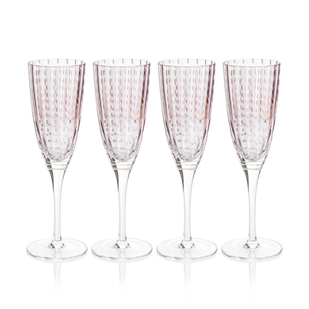 Zodax Purple Pescara White Dot Champagne Flutes, Set of 4