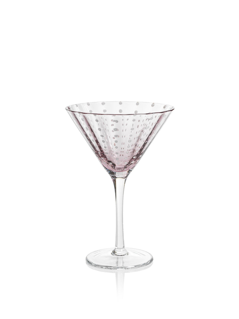 Zodax Purple Pescara  White Dot Martini Glasses, Set of 4