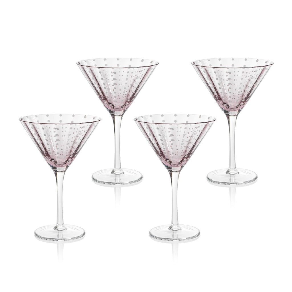 Zodax Purple Pescara  White Dot Martini Glasses, Set of 4