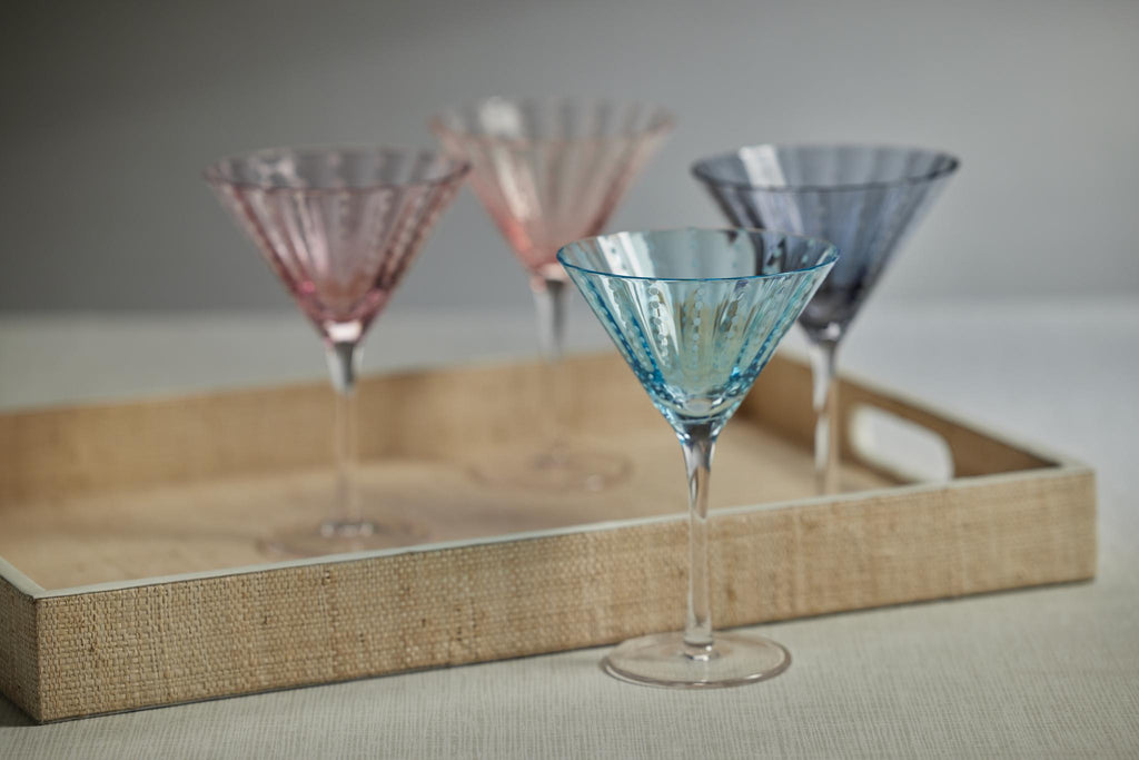 Zodax Purple Pescara  White Dot Martini Glasses, Set of 4