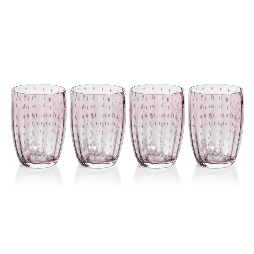 Zodax Purple Pescara White Dot Tumbler Glasses, Set of 4