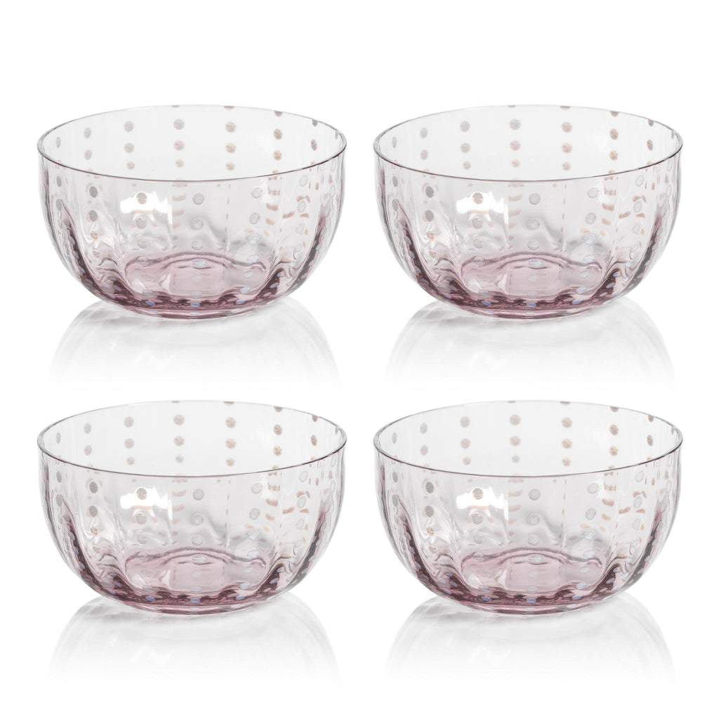 Zodax Purple Pescara White Dot Condiment Glass Bowls, Set of 4