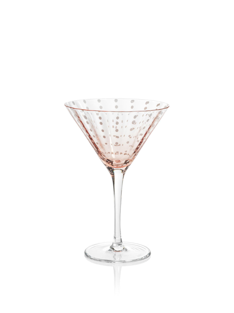 Zodax Pink Pescara  White Dot Martini Glasses, Set of 4