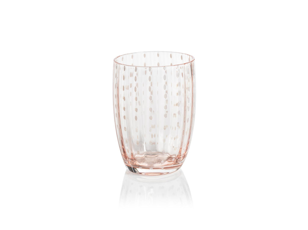 Zodax Pink Pescara White Dot Tumbler Glasses, Set of 4