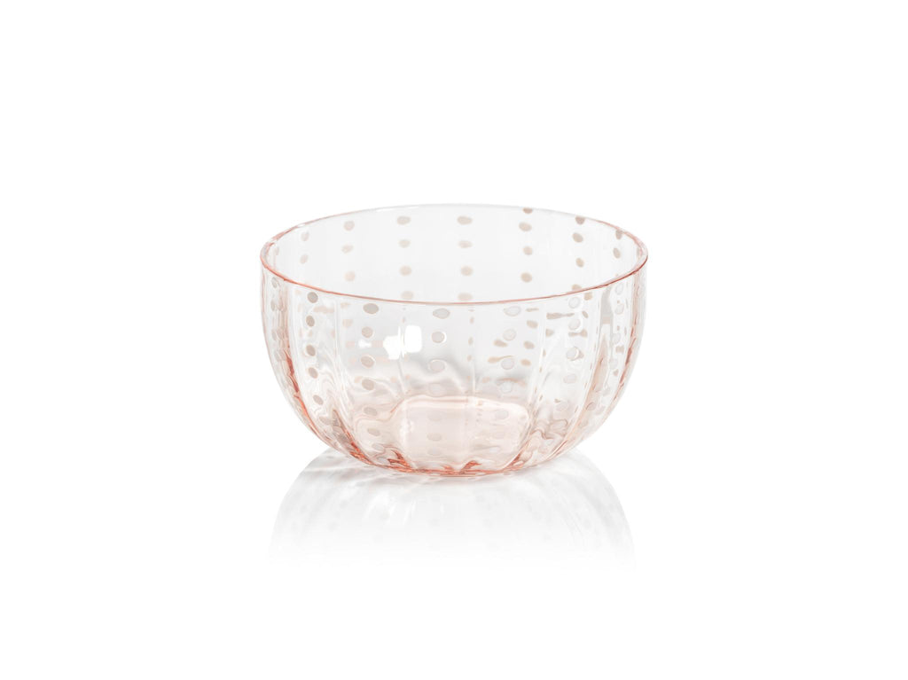 Zodax Pink Pescara White Dot Condiment Glass Bowls, Set of 4