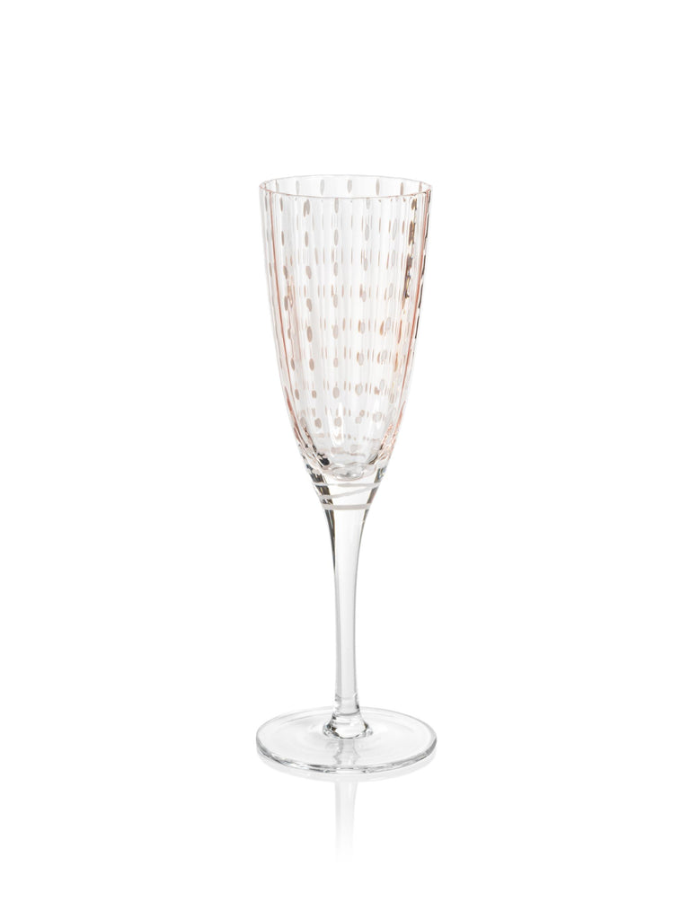 Zodax Pink Pescara White Dot Champagne Flutes, Set of 4