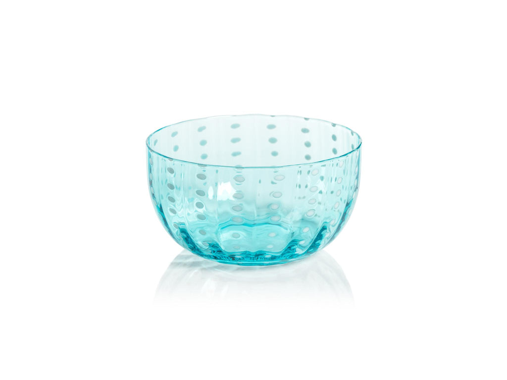 Zodax Aqua Blue Pescara White Dot Condiment Glass Bowls, Set of 4