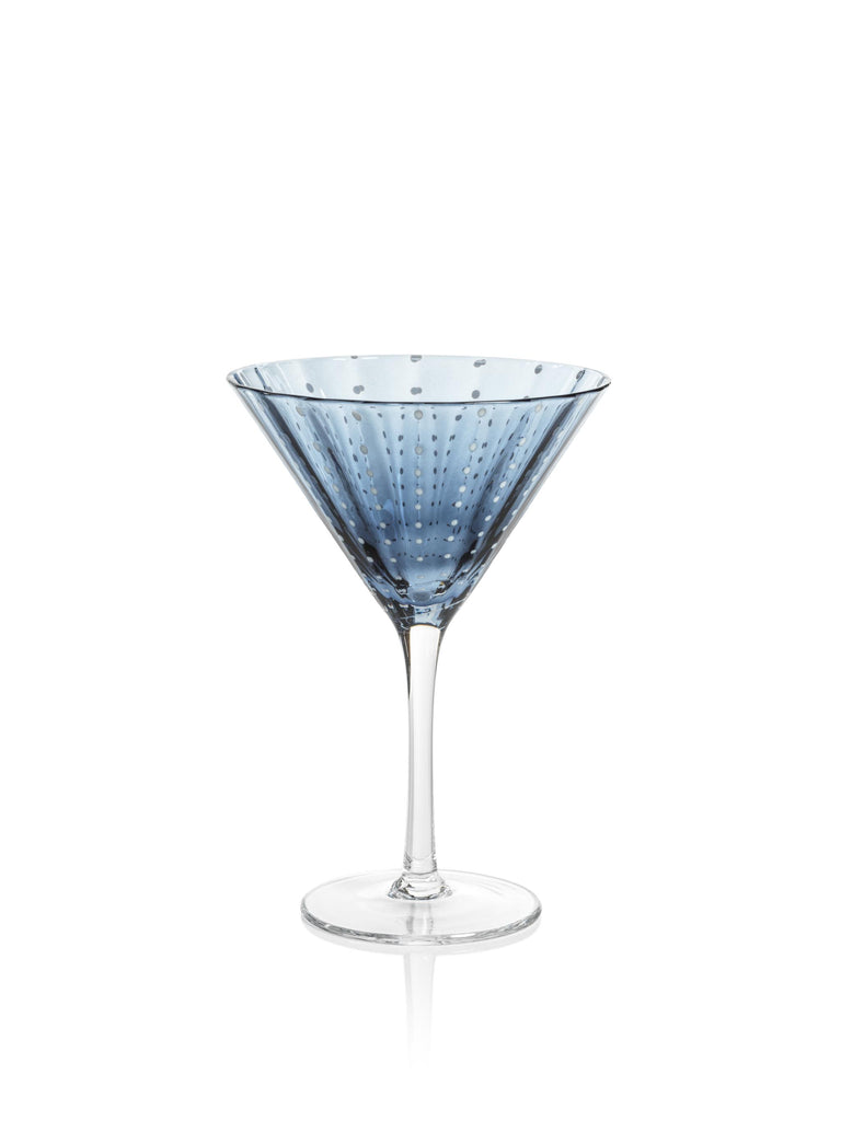 Zodax Navy Blue Pescara  White Dot Martini Glasses, Set of 4