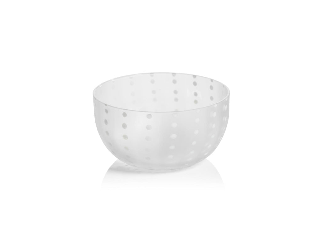 Zodax Parma White Dot Condiment Frosted Glass Bowls, Set of 4