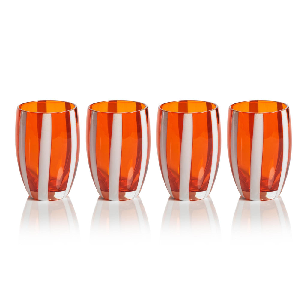 Zodax Orange Pesaro Stemless Glasses, Set of 4