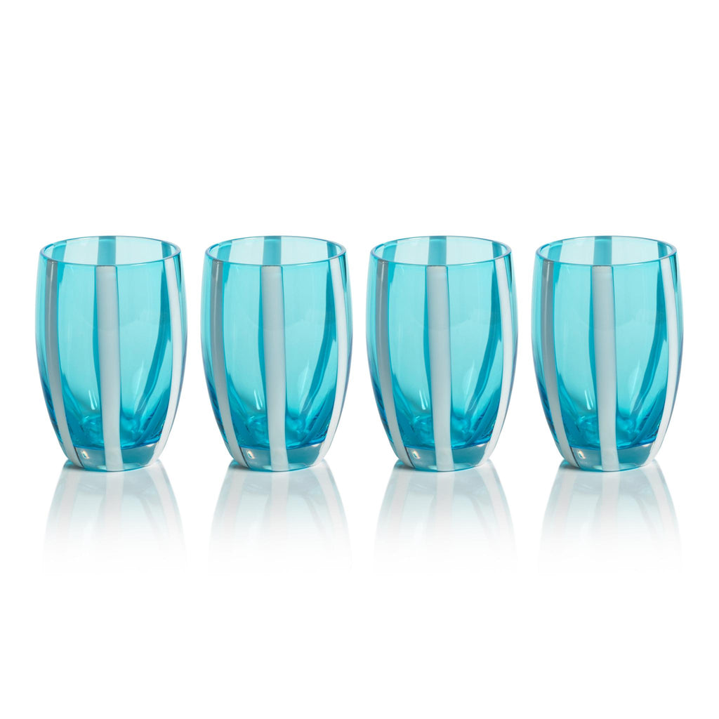 Zodax Aqua Blue Pesaro Stemless Glasses, Set of 4