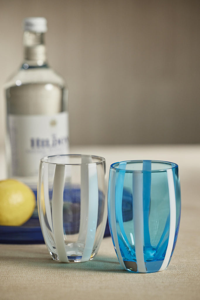 Zodax Aqua Blue Pesaro Stemless Glasses, Set of 4