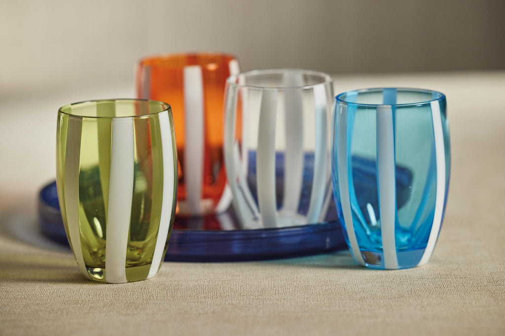 Zodax Aqua Blue Pesaro Stemless Glasses, Set of 4