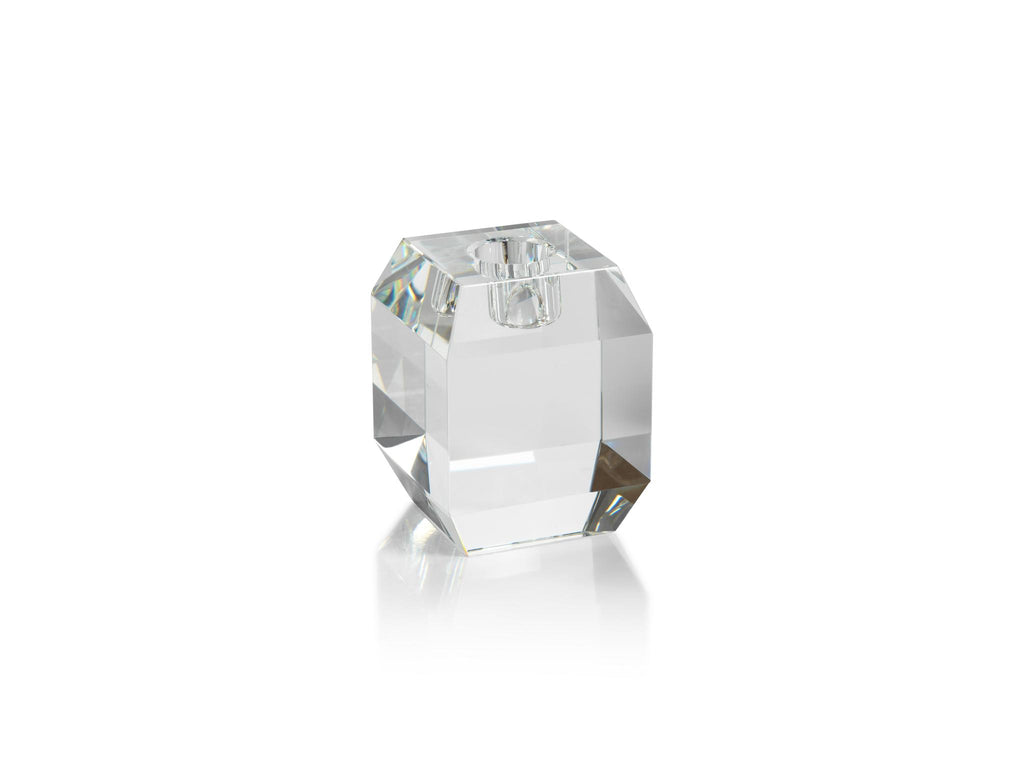 Zodax Small Collier Beveled Cubic Crystal Taper Candle Holder