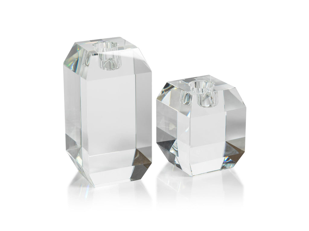 Zodax Small Collier Beveled Cubic Crystal Taper Candle Holder