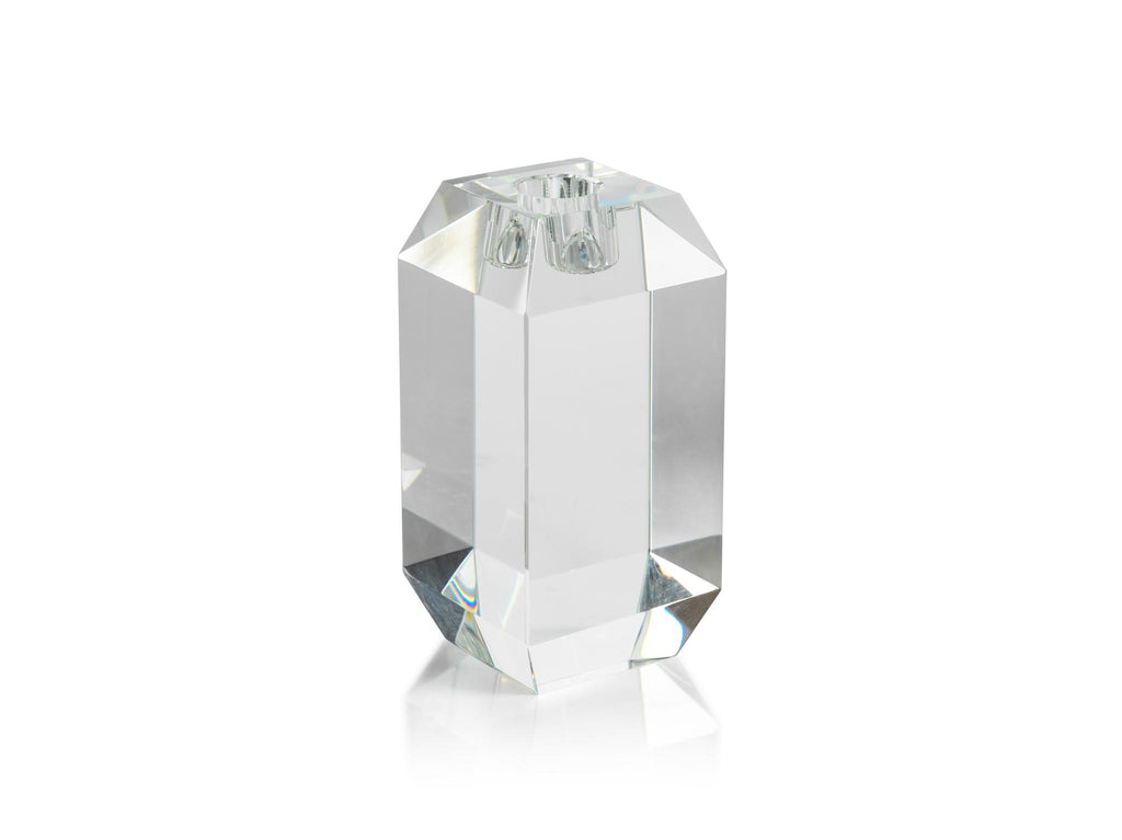 Zodax Large Collier Beveled Cubic Crystal Taper Candle Holder