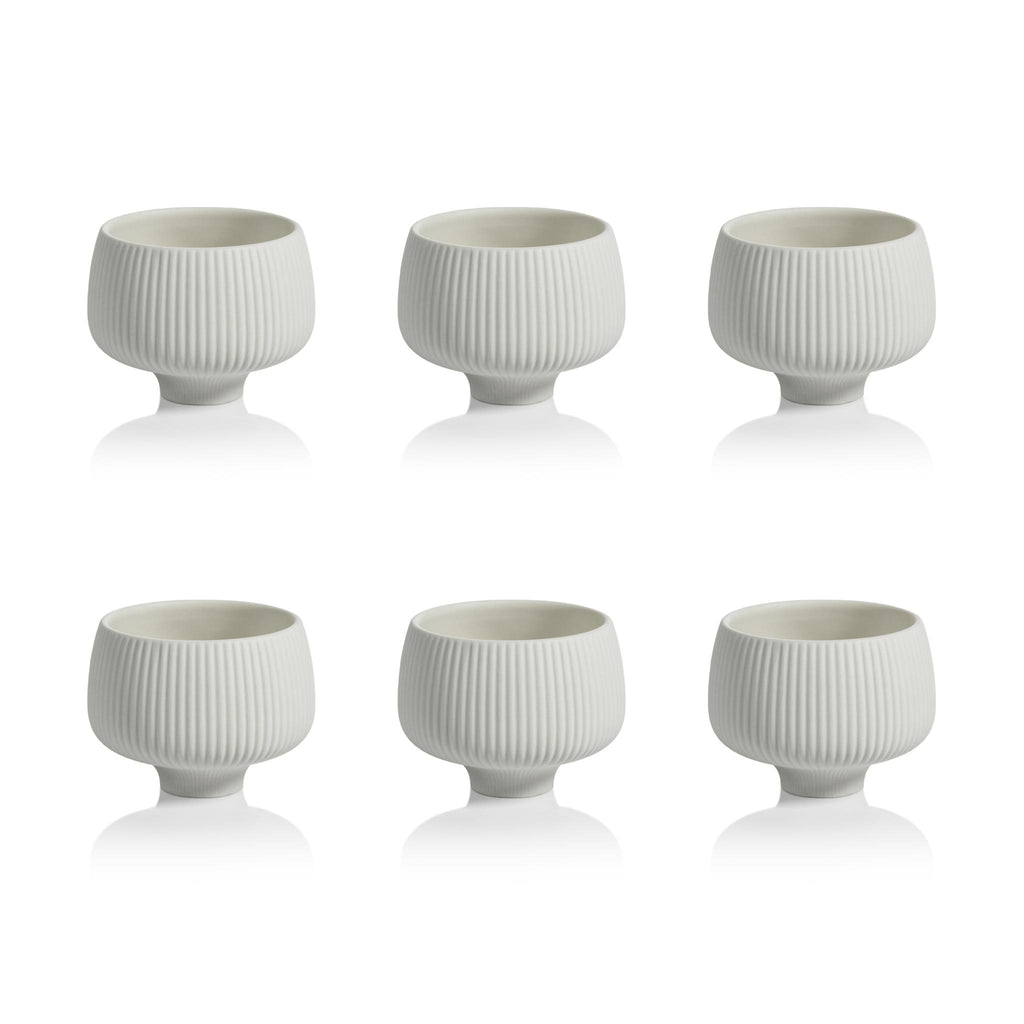 Zodax Acerra 3.5" Ridged Condiment Porcelain Bowls, Set of 6