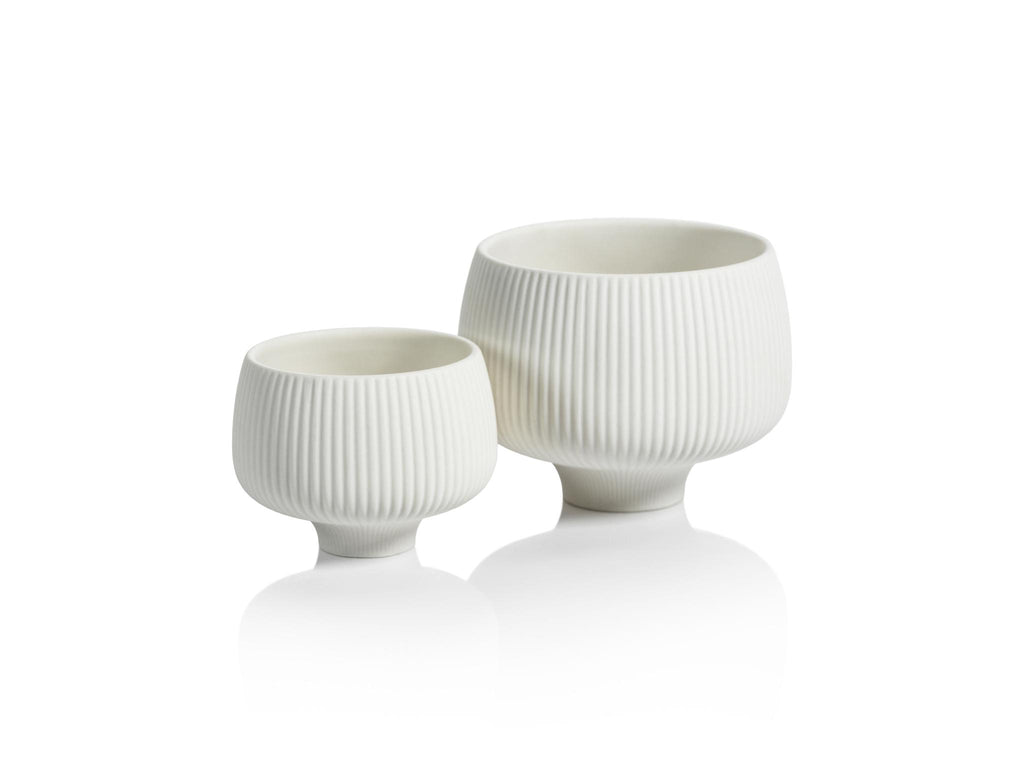 Zodax White Acerra 4.75" Ridged Condiment Porcelain Bowls, Set of 6