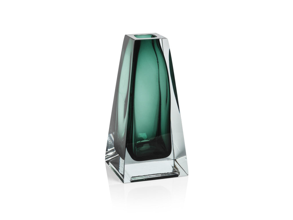 Zodax Tall Tapered-3" x 3" x 6" Carrara Polished Green Glass Vase