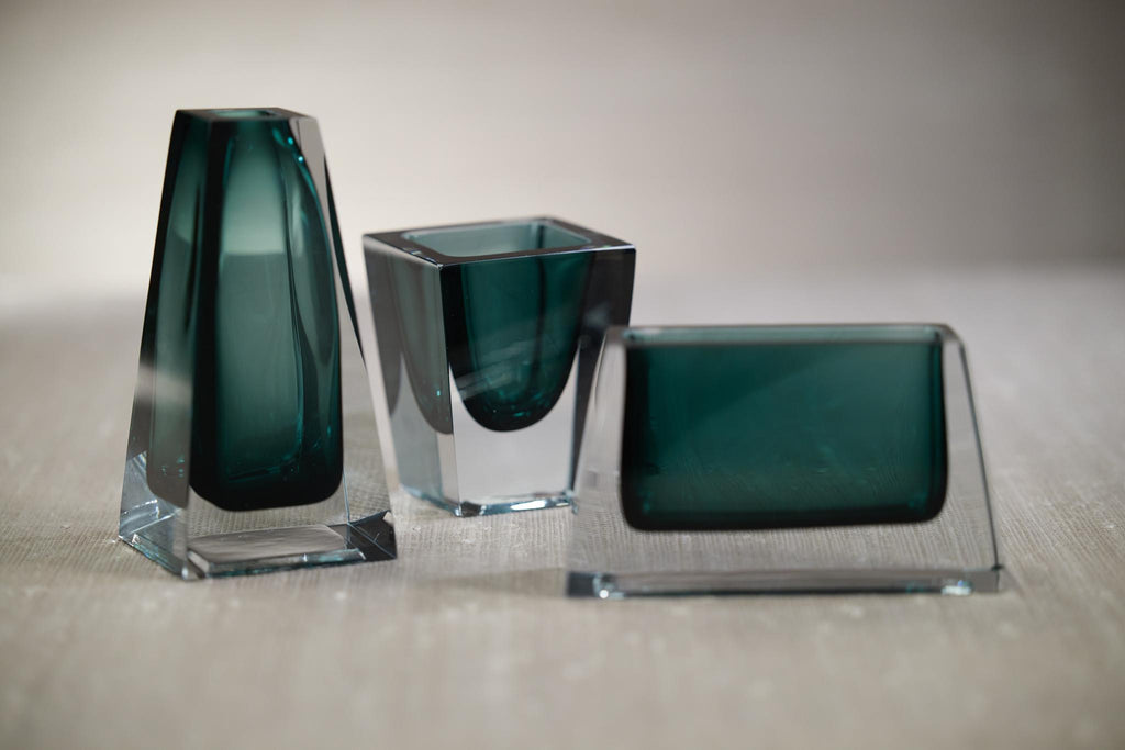 Zodax Tall Tapered-3" x 3" x 6" Carrara Polished Green Glass Vase