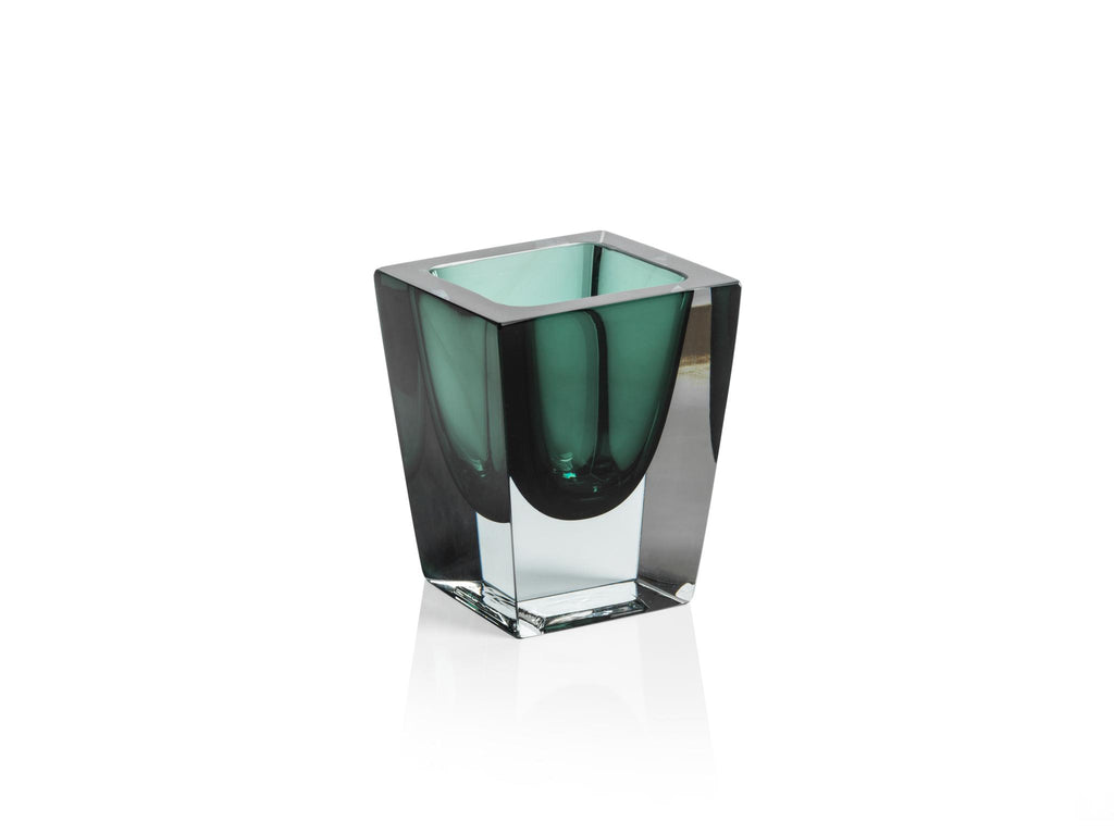 Zodax Square-3" x 3" x 4" Carrara Polished Green Glass Vase