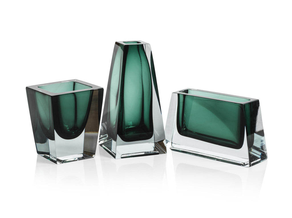 Zodax Square-3" x 3" x 4" Carrara Polished Green Glass Vase