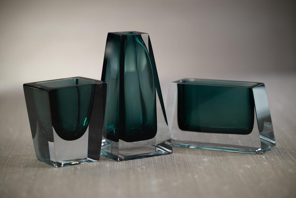 Zodax Square-3" x 3" x 4" Carrara Polished Green Glass Vase