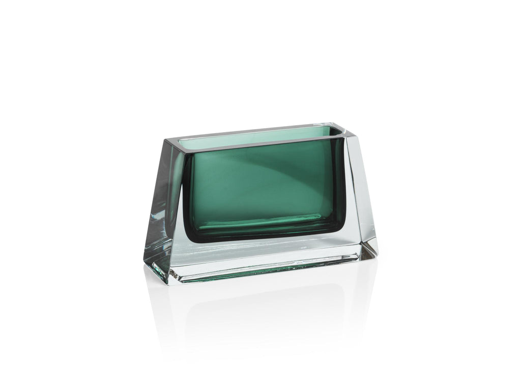 Zodax Rectangle-6" x 2" x 3" Carrara Polished Green Glass Vase